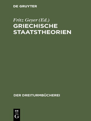 cover image of Griechische Staatstheorien